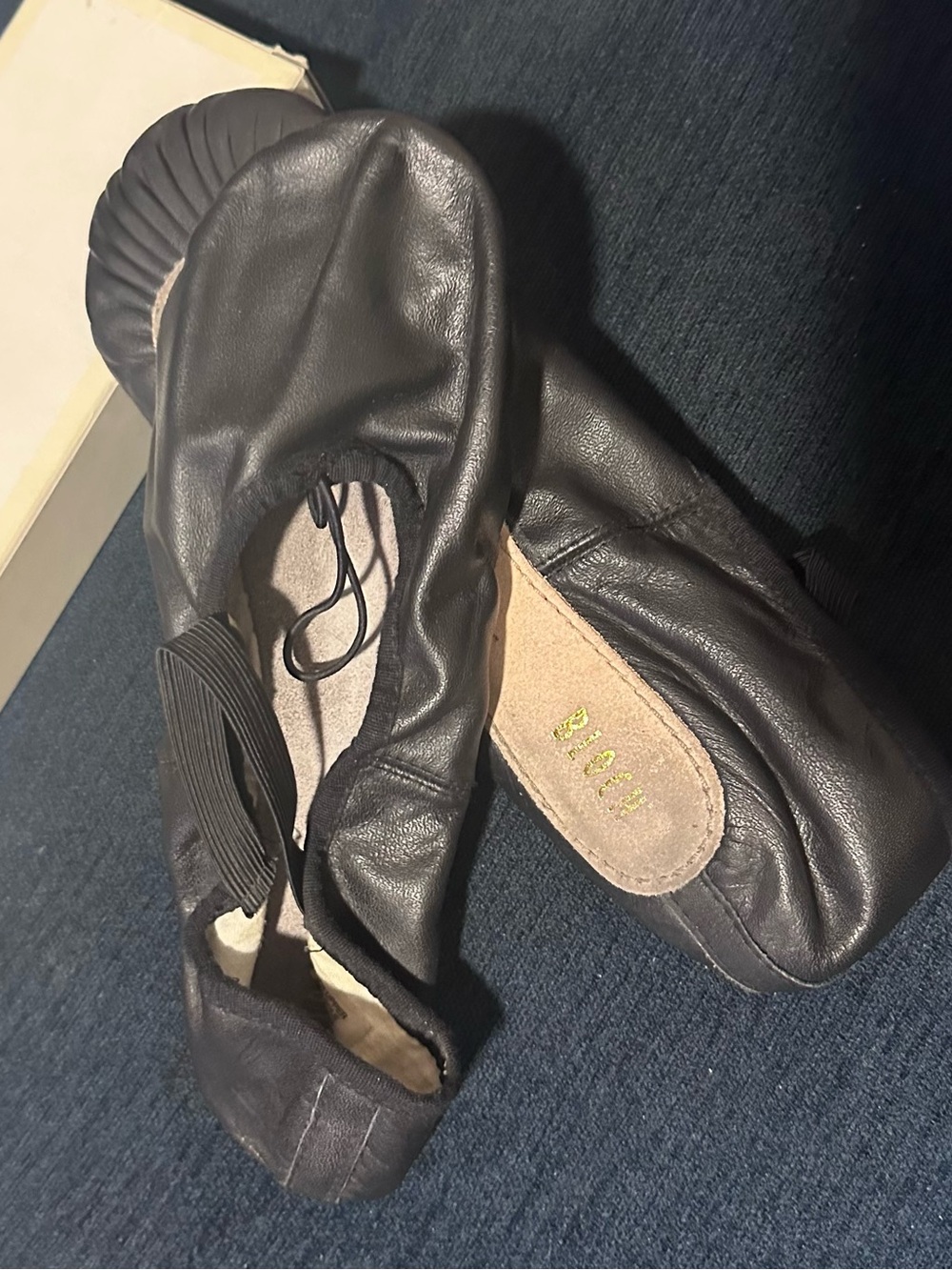 Bloch Black Leather Ballerina slippers with Elastic Topline